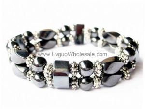 18cm Stone Beaded Hematite Stretch Bracelet